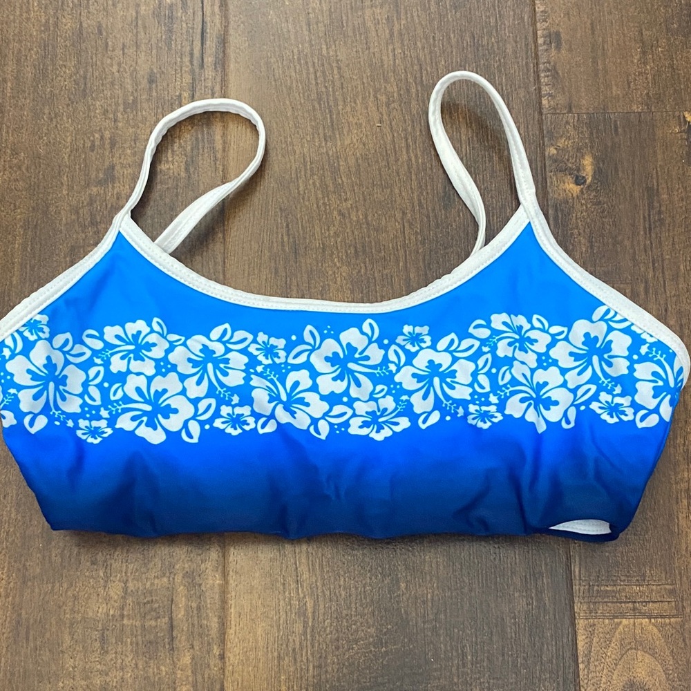 Tangerine Blue Floral Bikini Top S